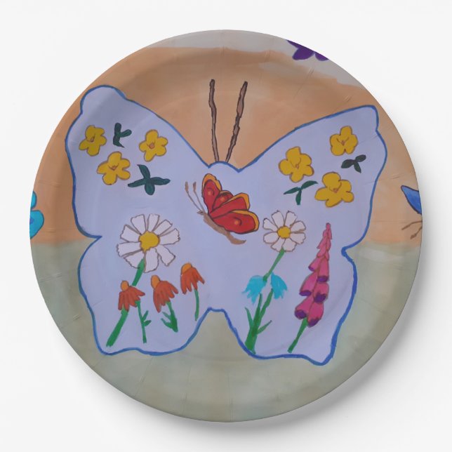 Plato de Papel Soñando Mariposa (Anverso)