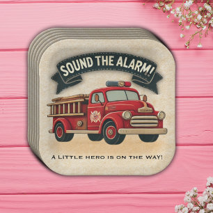 Plato De Papel ¡Sonar la alarma! Baby Shower de vintage Firetruck