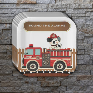 Plato De Papel ¡Sonar la alarma! Baby Shower moderno para camione