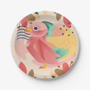 Plato De Papel Songbird Tropical En Paraíso