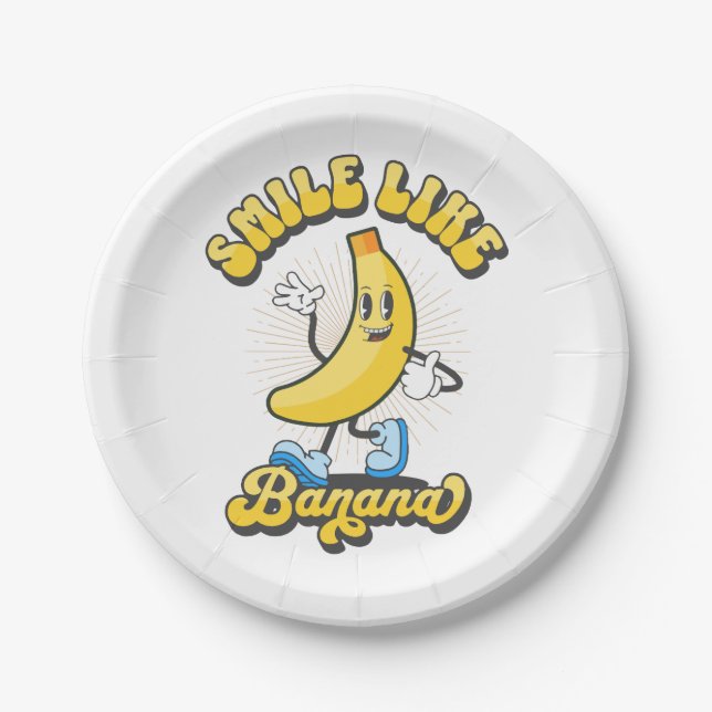 Plato De Papel Sonreír como Banana (Anverso)