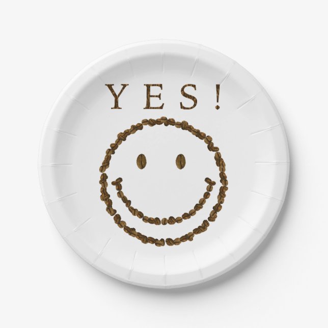 Plato De Papel Sonríe con granos de café (Anverso)