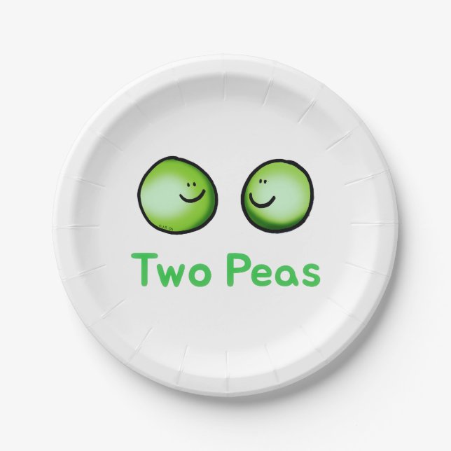 Plato De Papel Sonriente Dos Peas Cute Arte De Amistad (Anverso)