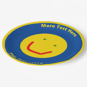 Plato De Papel Sonriente Sol feliz cara