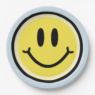 Plato De Papel Sonrisa amarilla