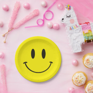 Plato De Papel Sonrisa amarilla un tío feliz/gay primer cumpleaño
