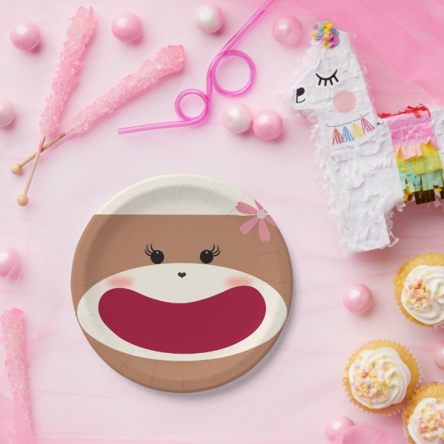 Plato De Papel Sonrisa de mono sock(Chica) (Fiesta)