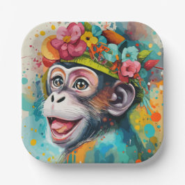 Plato De Papel Sonrisa en monos