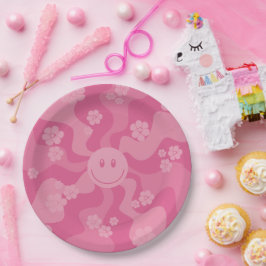 Plato De Papel Sonrisa - Rosa