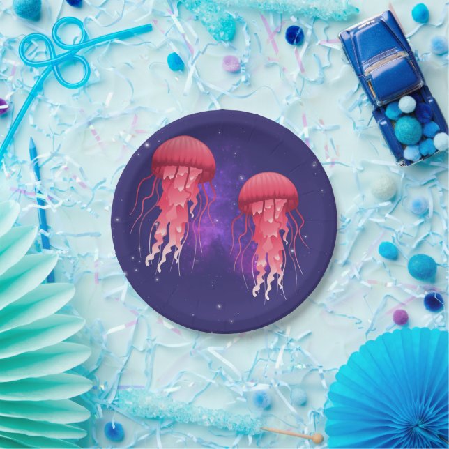 Plato De Papel Sorprendente medusa en el espacio (Fiesta)