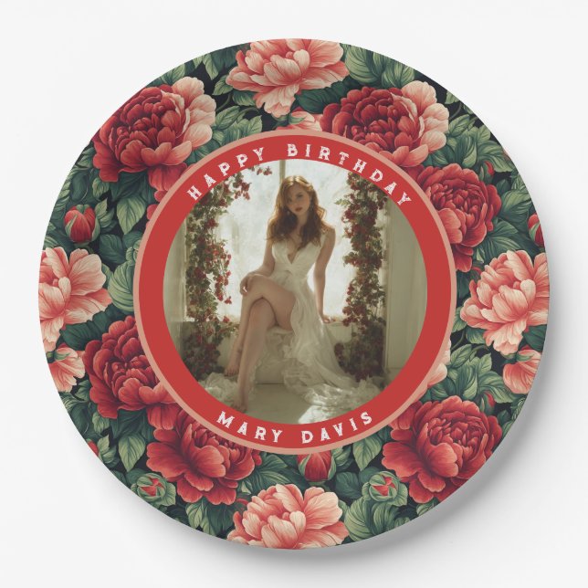 Plato De Papel Sorpresa de cumpleaños personalizada con tema de r (Anverso)
