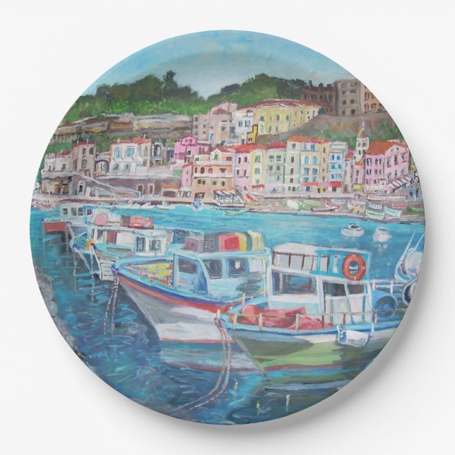 Plato De Papel Sorrento - placas de papel de encargo 9" (Anverso)