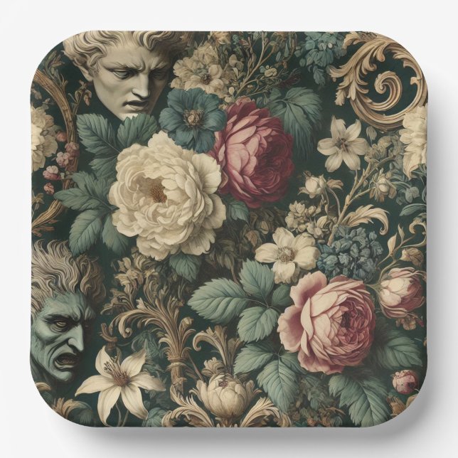 Plato De Papel Sorrow in Any Language – Gothic Victorian Floral  (Anverso)