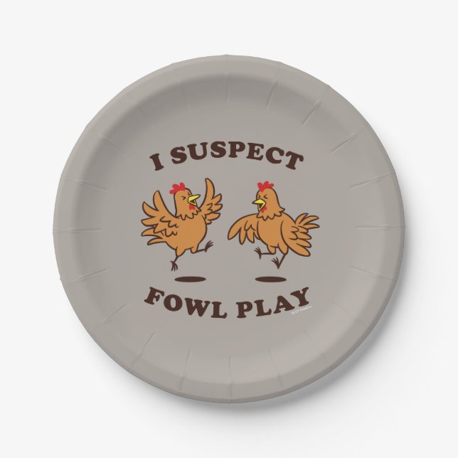 Plato De Papel Sospecho que Fowl Play (Anverso)
