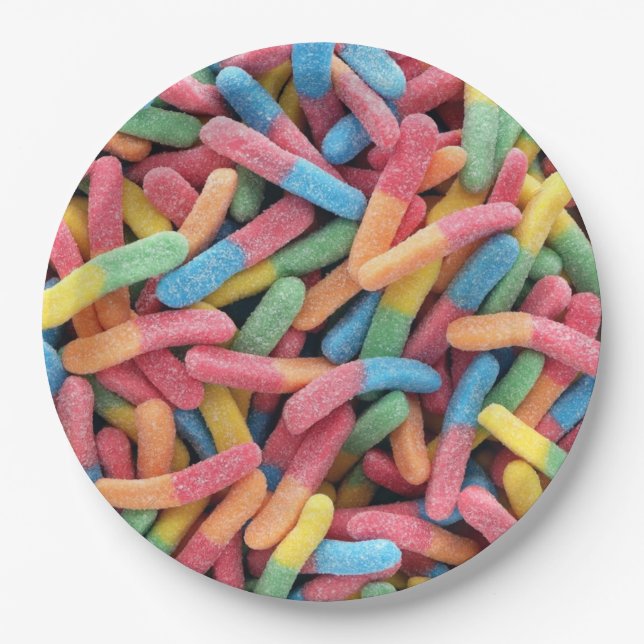 Plato De Papel Sour Gummy Worms (Anverso)