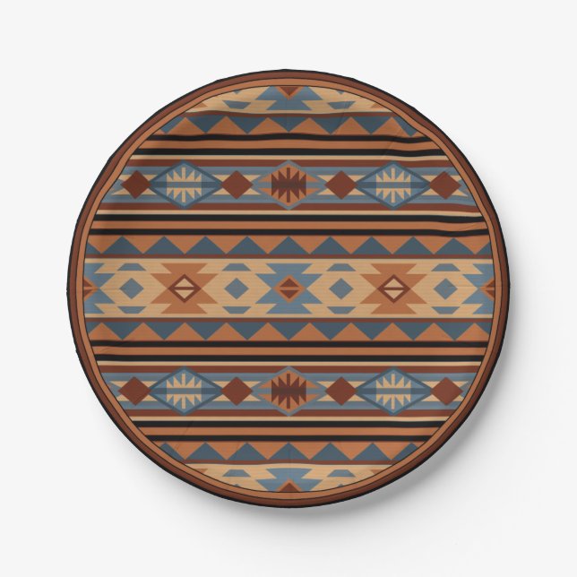 Plato De Papel Southwest Design Adobe Gray Brown Tribal Pattern (Anverso)