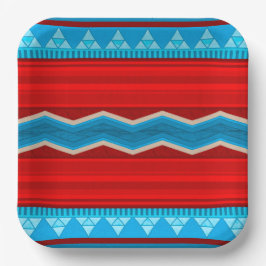 Plato De Papel Southwest River Canyon Geometric Red Turquoise