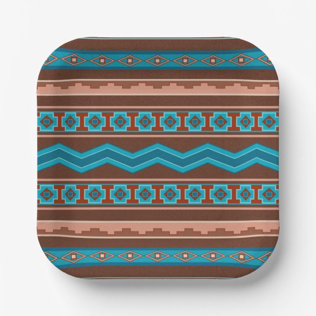 Plato De Papel Southwest Style Geometric Cameron Gorge Design (Anverso)