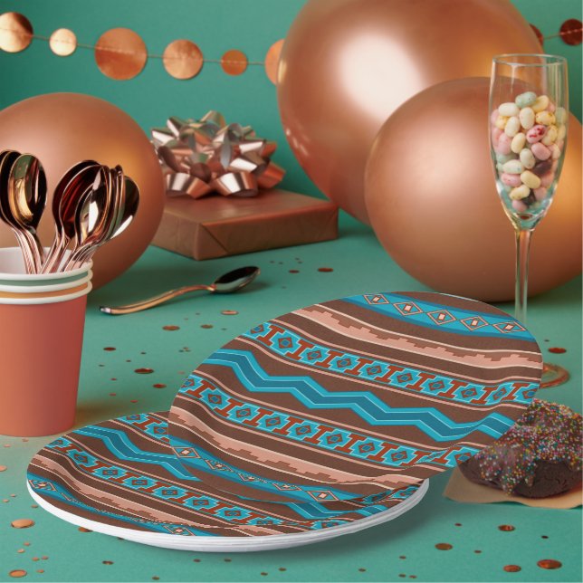 Plato De Papel Southwest Style Geometric Cameron Gorge Design (Multi)