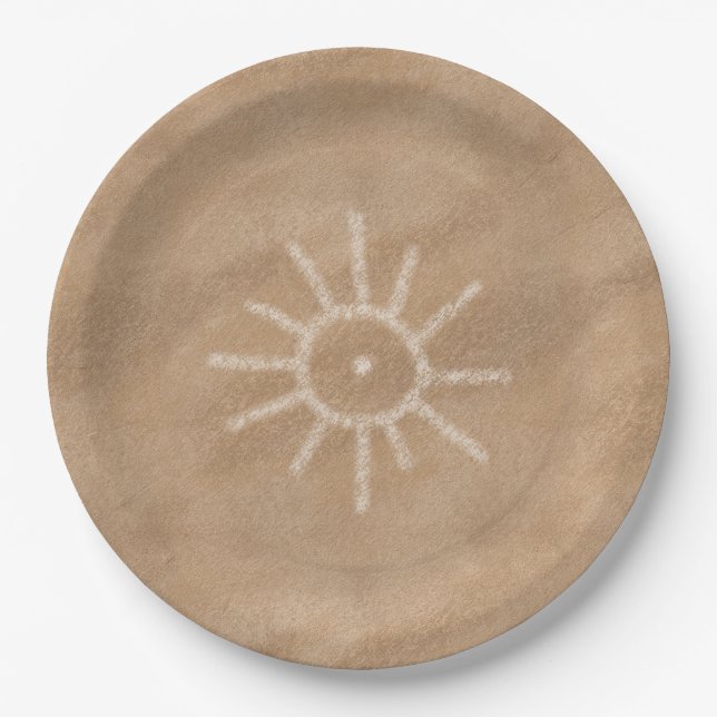 Plato De Papel Southwest Sun Petroglyph (Anverso)
