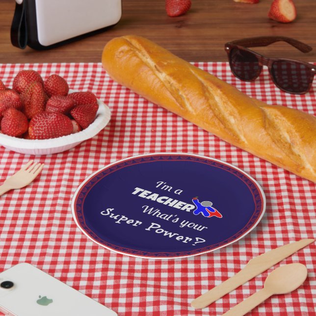 Plato De Papel "Soy profesor. ¿Cuál es tu superpoder?" (Picnic)