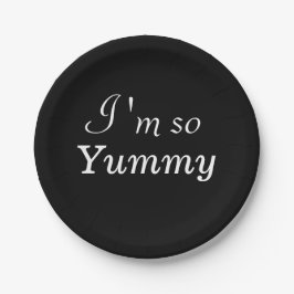 Plato De Papel Soy tan Yummy Paper Plate - negro