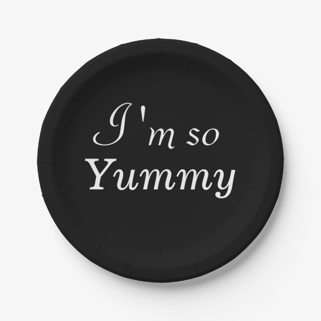 Plato De Papel Soy tan Yummy Paper Plate - negro (Anverso)