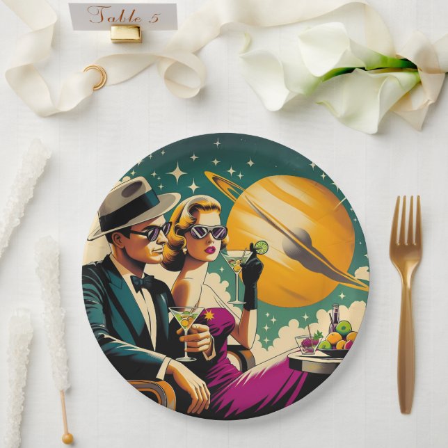 Plato De Papel Space Age Las Vegas Martini Gangster Party (Boda)