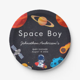 Plato De Papel Space Boy Planets Cute Astronauta Baby Shower