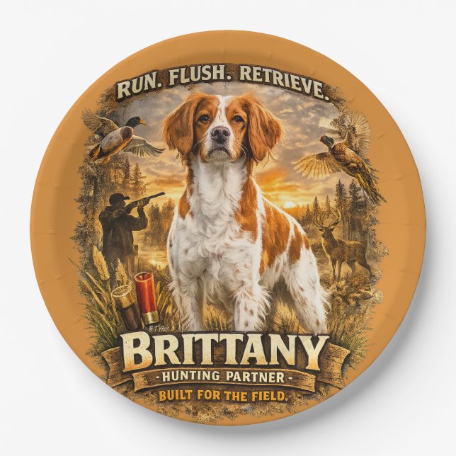 Plato De Papel Spaniel Bretón (Anverso)