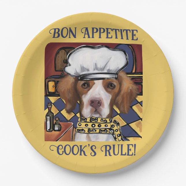 Plato De Papel Spaniel Bretón (Anverso)