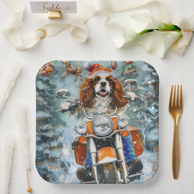 Plato De Papel Spaniel Cavalier King Charles Navidad (Boda)