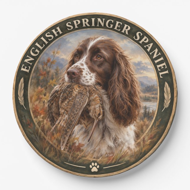 Plato De Papel Spaniel de Springer Inglés (Anverso)