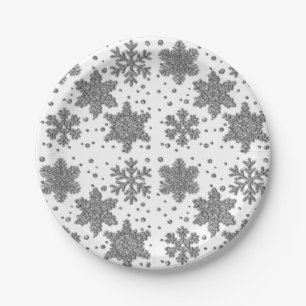 Plato De Papel Sparkke latus snowflakes