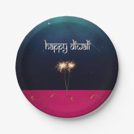Plato De Papel Sparkling Happy Diwali - Placa de papel