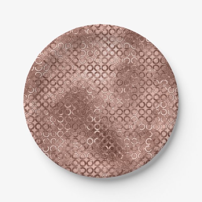 Plato De Papel Sparkly Rosa Gold Circles Pink Luxury Sparkle (Anverso)