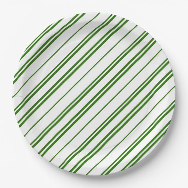 Plato De Papel Spearmint Candy Cane Christmas Stripes (Anverso)