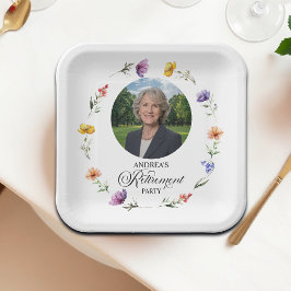 Plato De Papel Special Photo Elegant Floral Retirement Party
