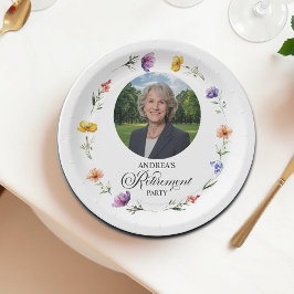Plato De Papel Special Photo Elegant Floral Retirement Party