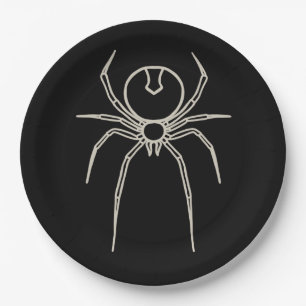 Plato De Papel Spider - Blanco negro y negro
