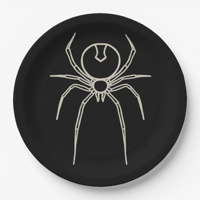 Plato De Papel Spider - Blanco negro y negro (Anverso)