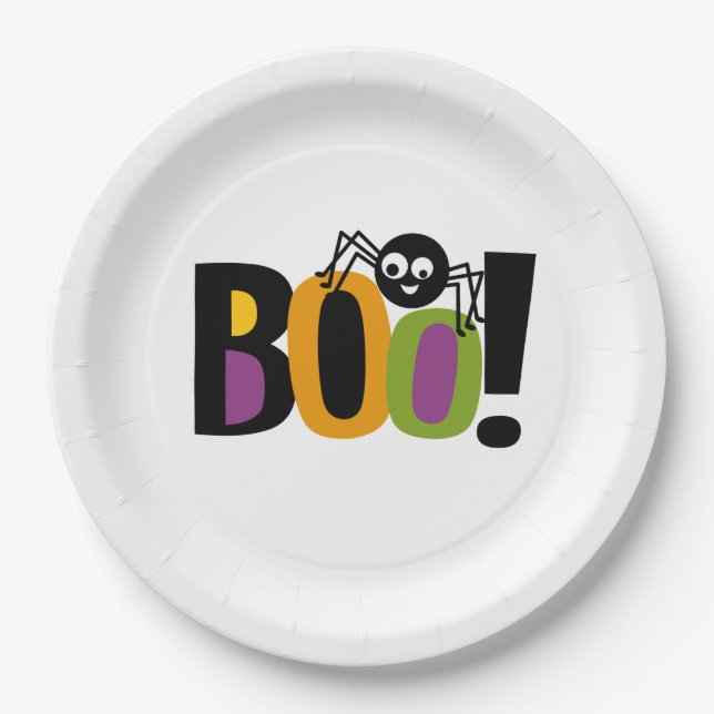 Plato De Papel Spider BOO Halloween (Anverso)