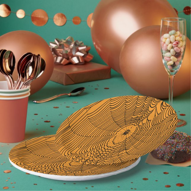 Plato De Papel Spider Cobweb Doodle Black (Multi)