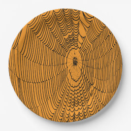 Plato De Papel Spider Cobweb Doodle Black