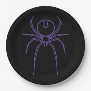 Plato De Papel Spider en morado y negro