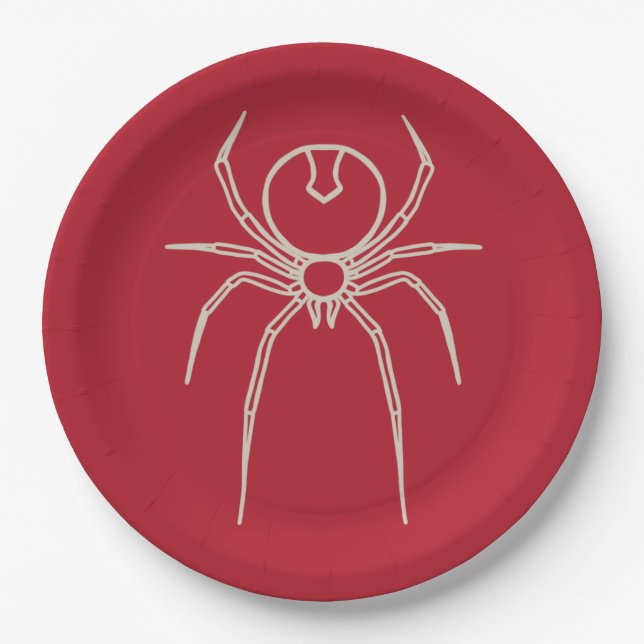 Plato De Papel Spider - Rojo en la sangre y blanco óseo (Anverso)