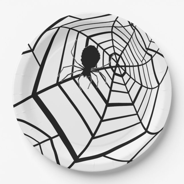 Plato De Papel Spider Web - Halloween - Placa de papel (Anverso)