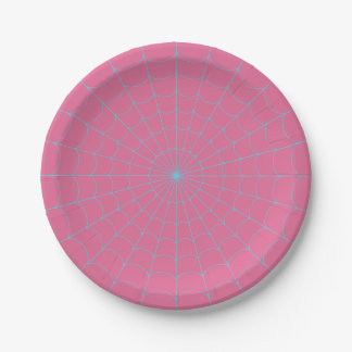 Plato De Papel Spider Web (Sky Blue)