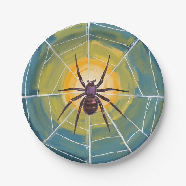 Plato De Papel Spider Web Spooky Halloween Party (Anverso)