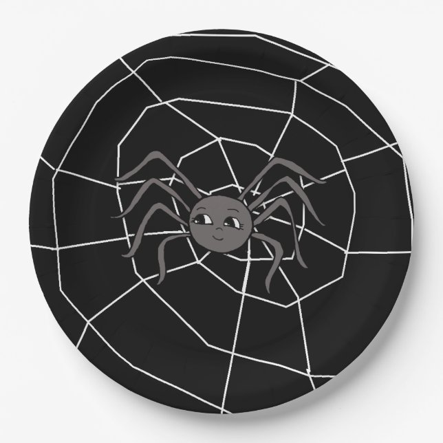 Plato De Papel Spider y Spider Web Halloween Party (Anverso)